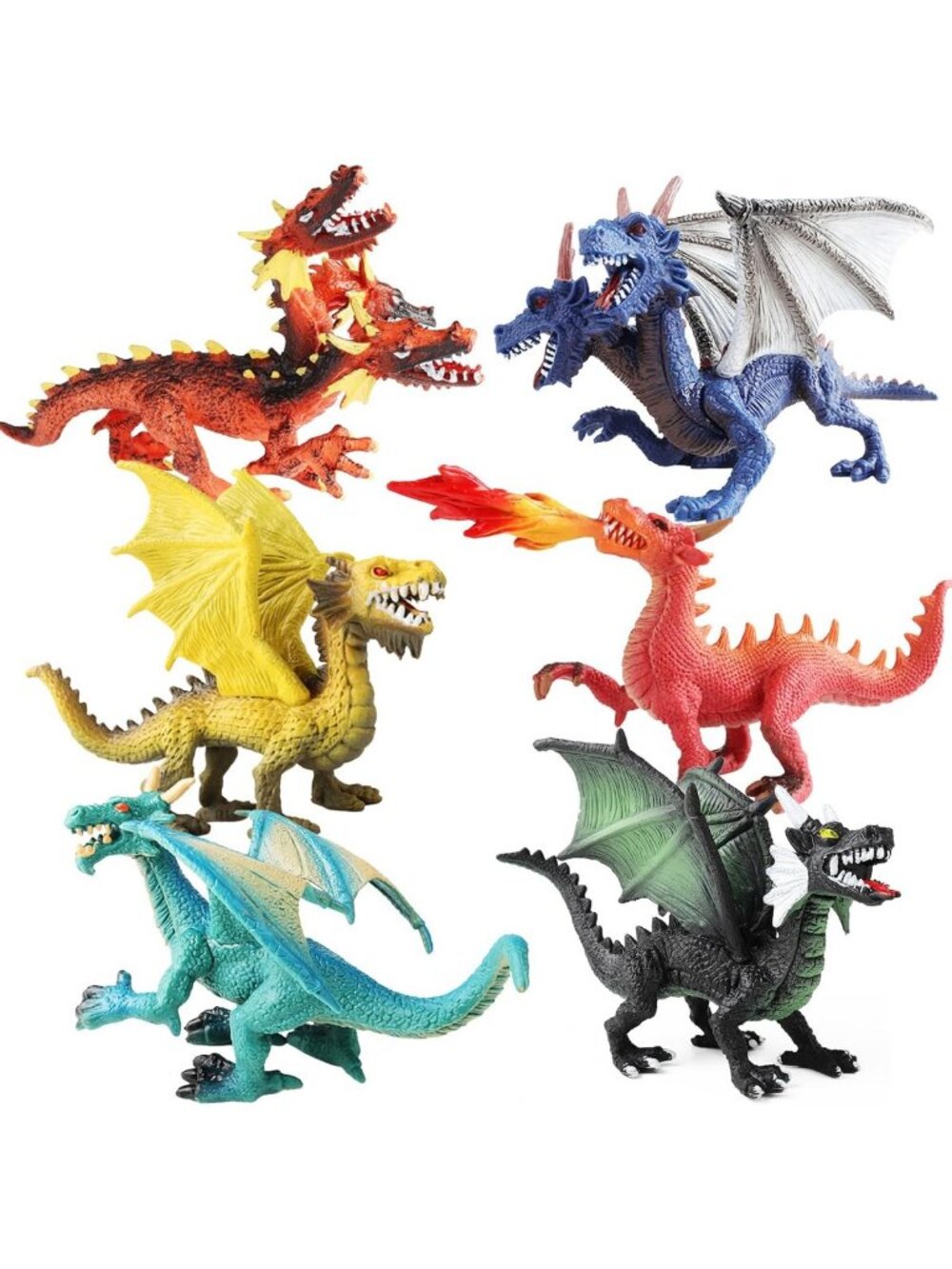 Mythical Dragon Toy Figures - Flying Dragon Figurines, Action Figures for Kids